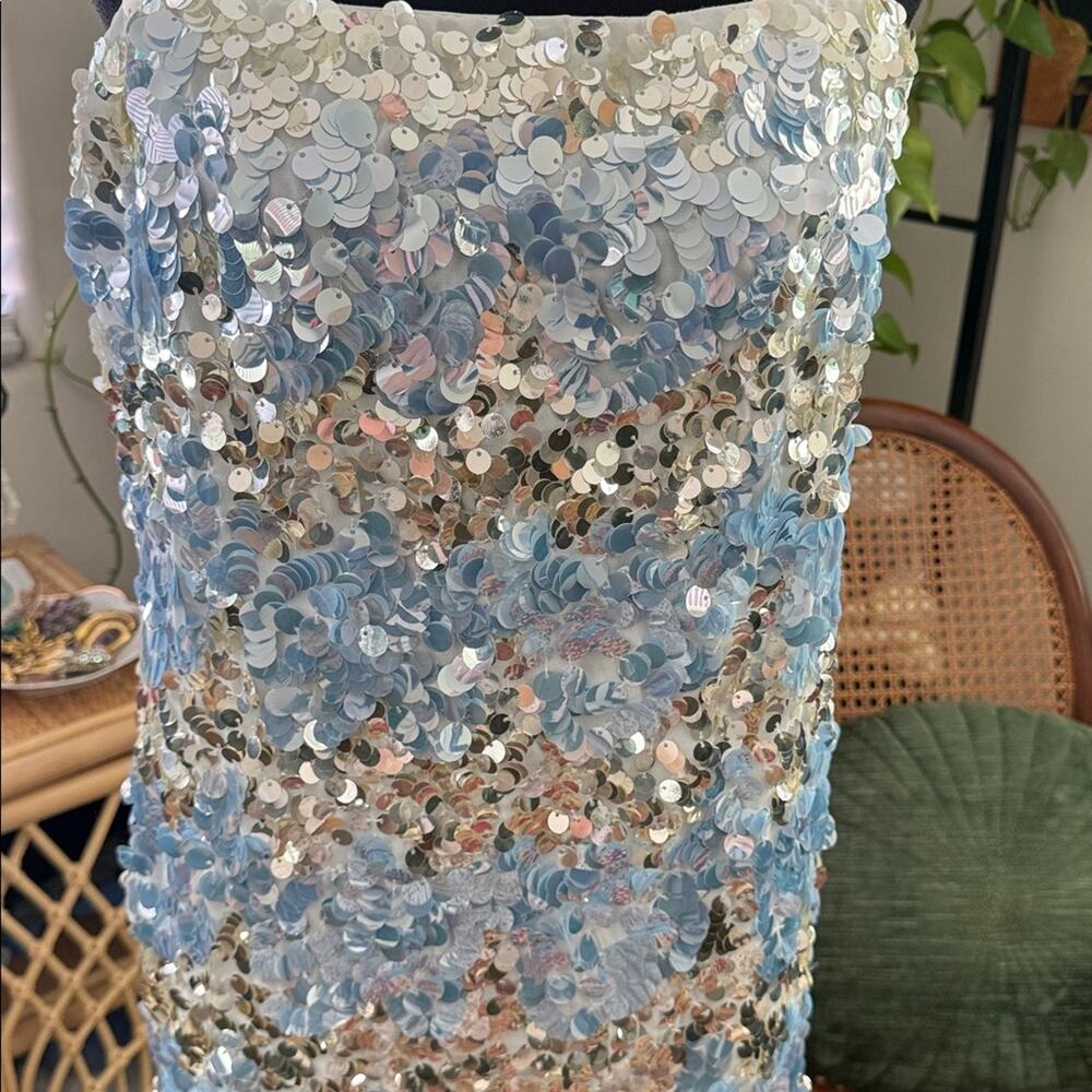 NWT J.Crew Collection Sky Mint Sequin Sparkling Glam Disco Mini Dress - Picture 3 of 6